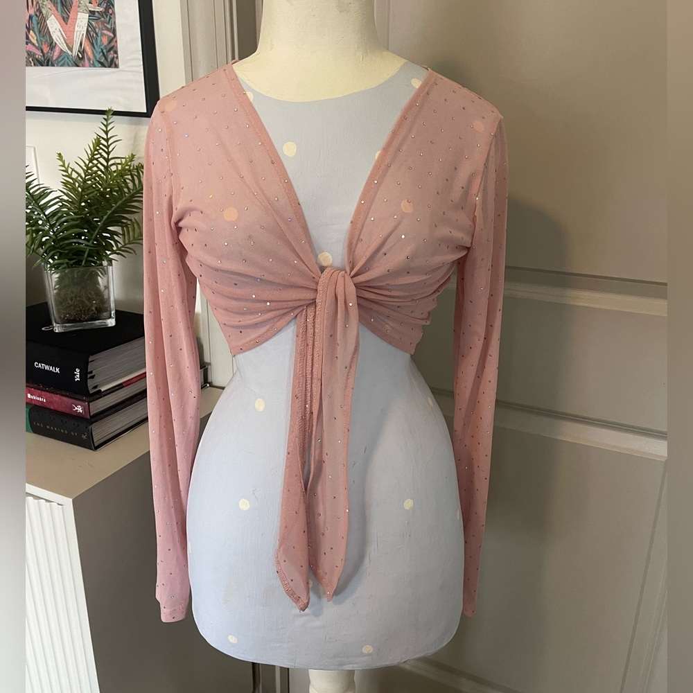 Princess Polly 💗 Motel Sparkly Pink Tied Top